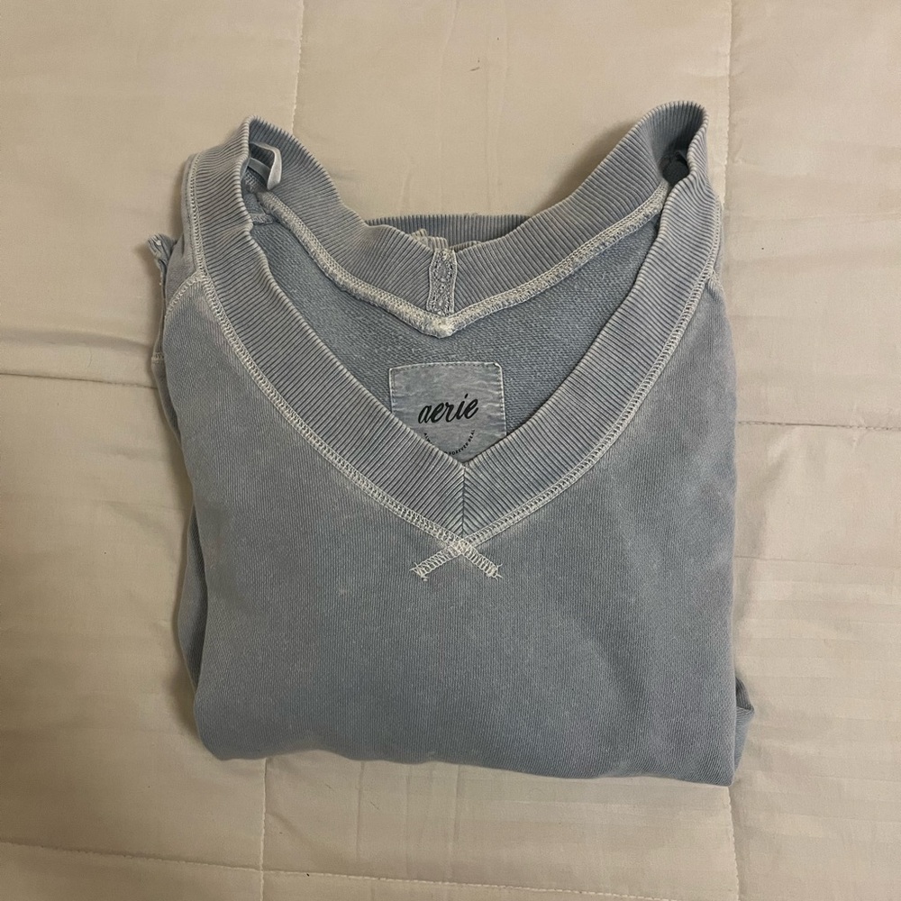 Aerie Light Blue V-Neck Sweater